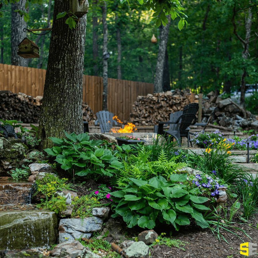 A beautifully landscaped yard