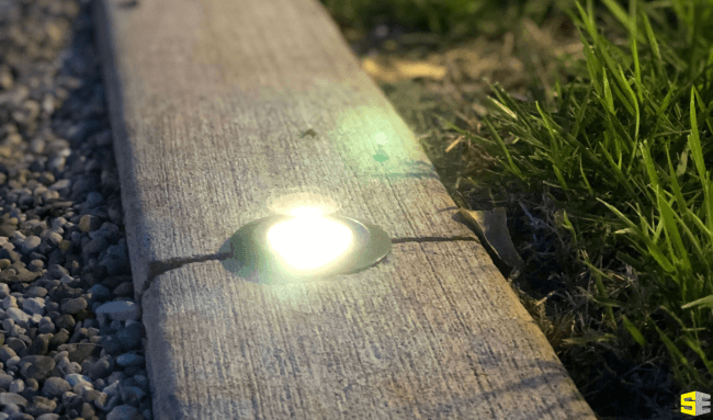 A light built into a concrete edge