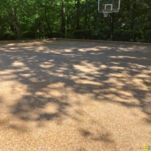 The finished product on a concrete area for an outdoor basketball court