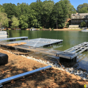 The beginnings of a lake dock to be built