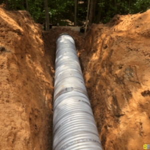 A drainage pipe freshly laid