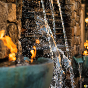 A close up of an outdoor water feature